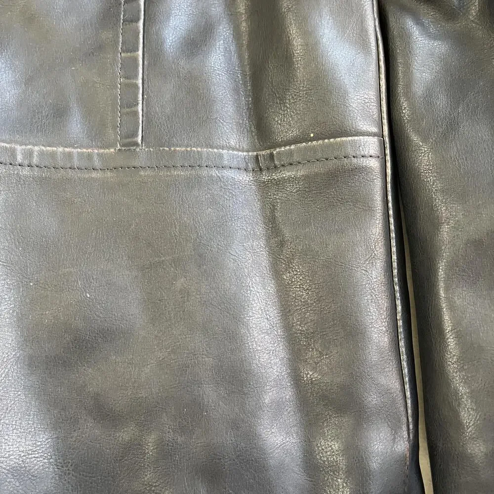 Levi's Jacket Mens Medium Black Faux Leather Hooded Motorcycle Full Zip Lined
